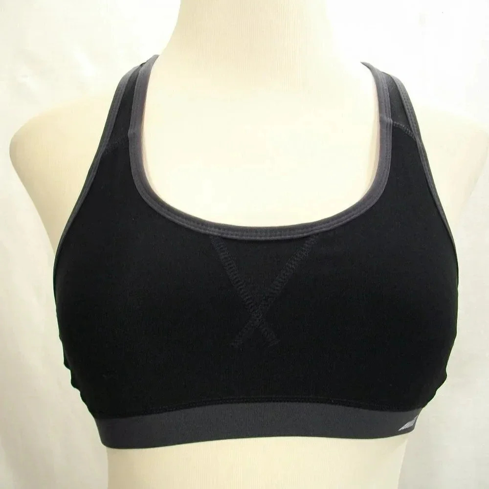 Avia Wire Free Sports Bra Size LARGE Black & Gray